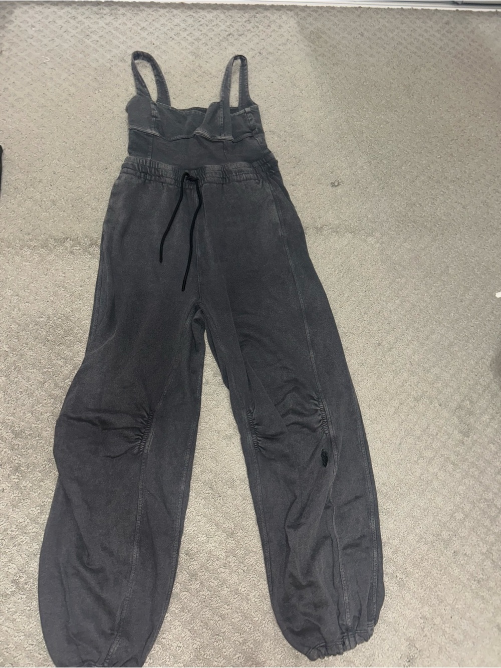 Free People Charcoal Grey Drawstring Jumpsuit